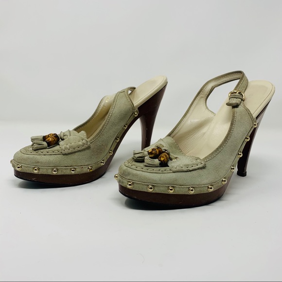 Authentic Gucci Suede Slingback Platform Heels - Picture 3 of 7